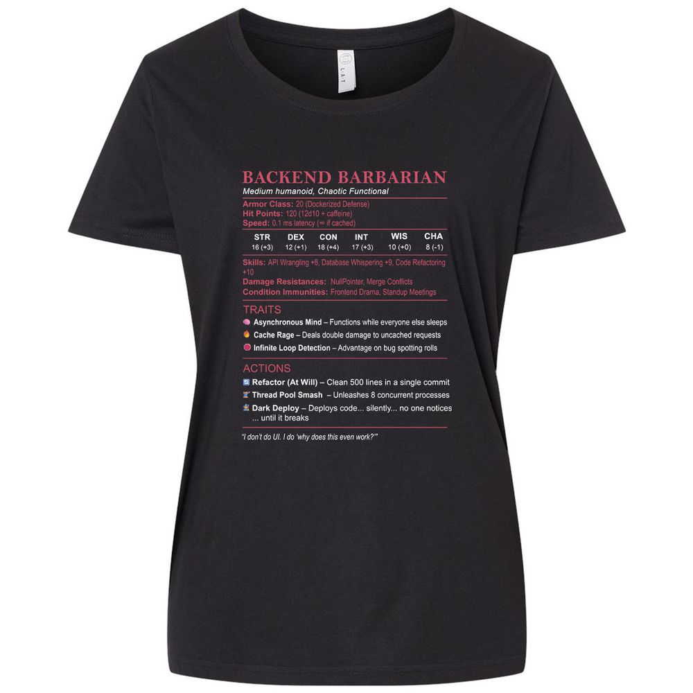 Backend Barbarian Stats Ladies Curvy Jersey - Blended Black - 1