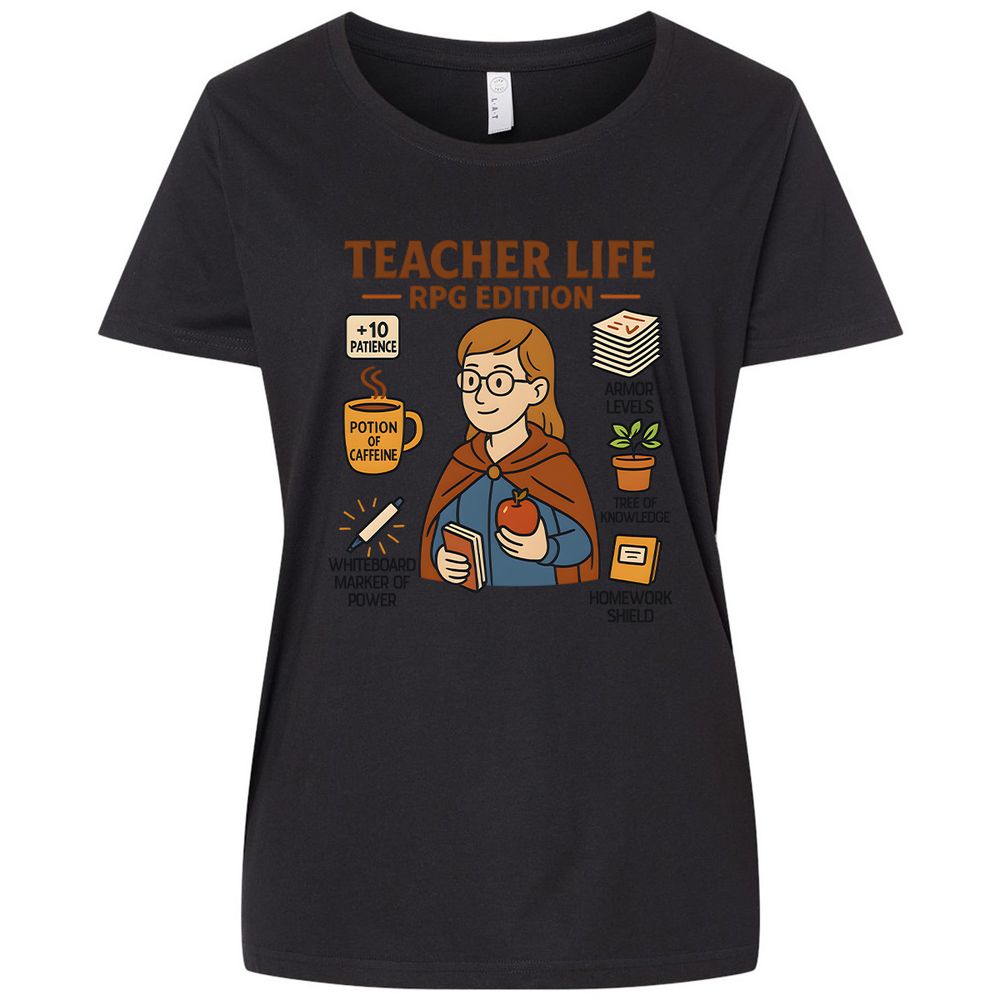 Teacher Life RPG Edition Ladies Curvy Jersey - Blended Black - 1