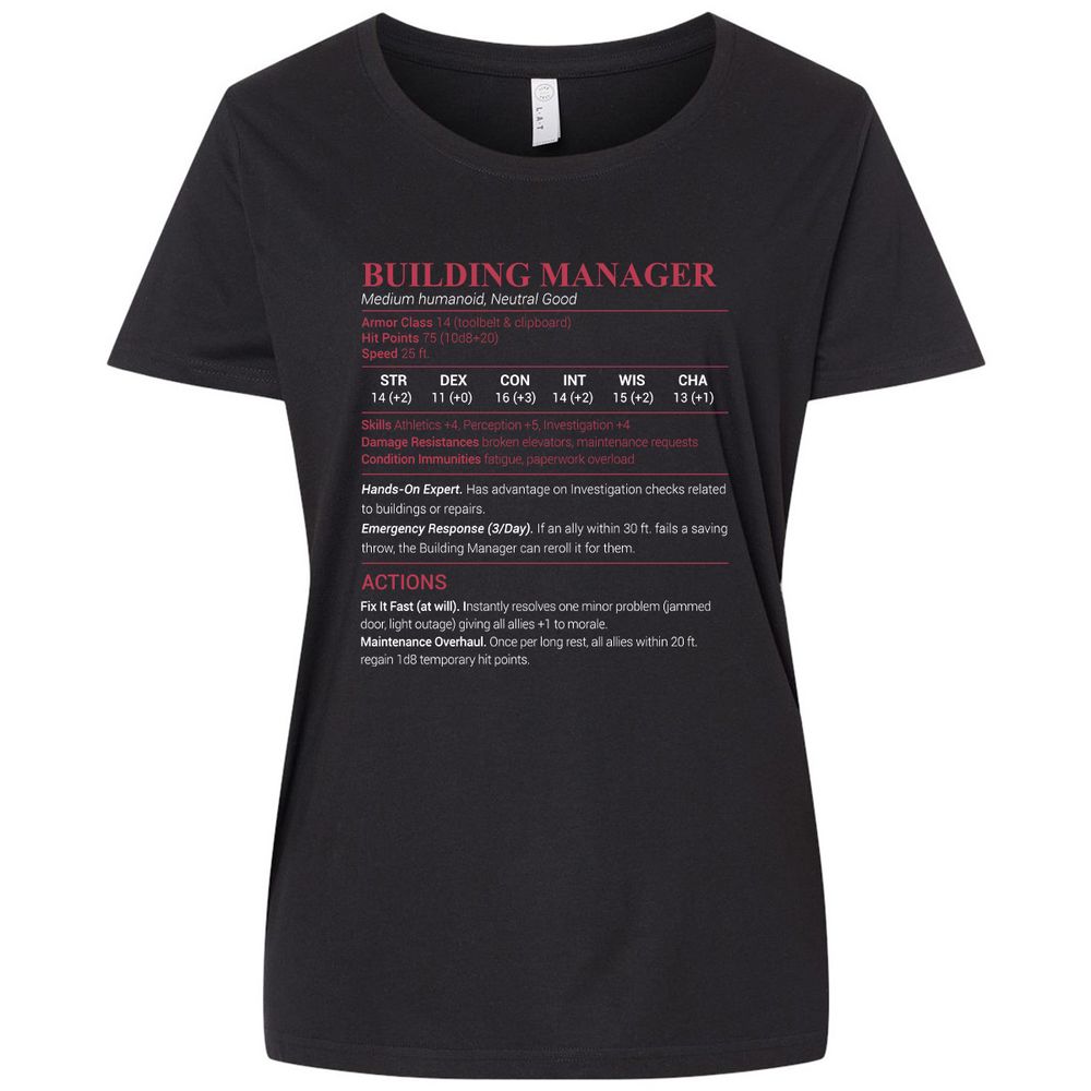 Building Manager Ladies Curvy Jersey - Blended Black - 1