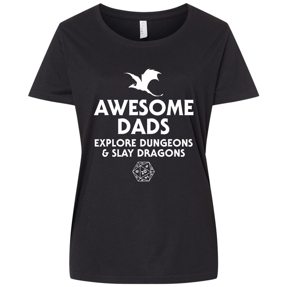 Awesome Dads Slay Dragons Ladies Curvy Jersey - Blended Black - 1