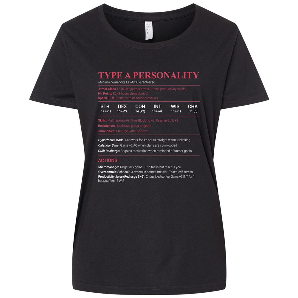 Type A Stats Ladies Curvy Jersey - Blended Black - 1