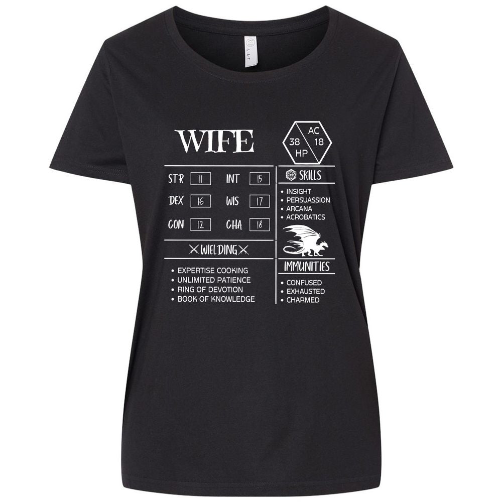 Wife Stats 2 Ladies Curvy Jersey - Blended Black - 1