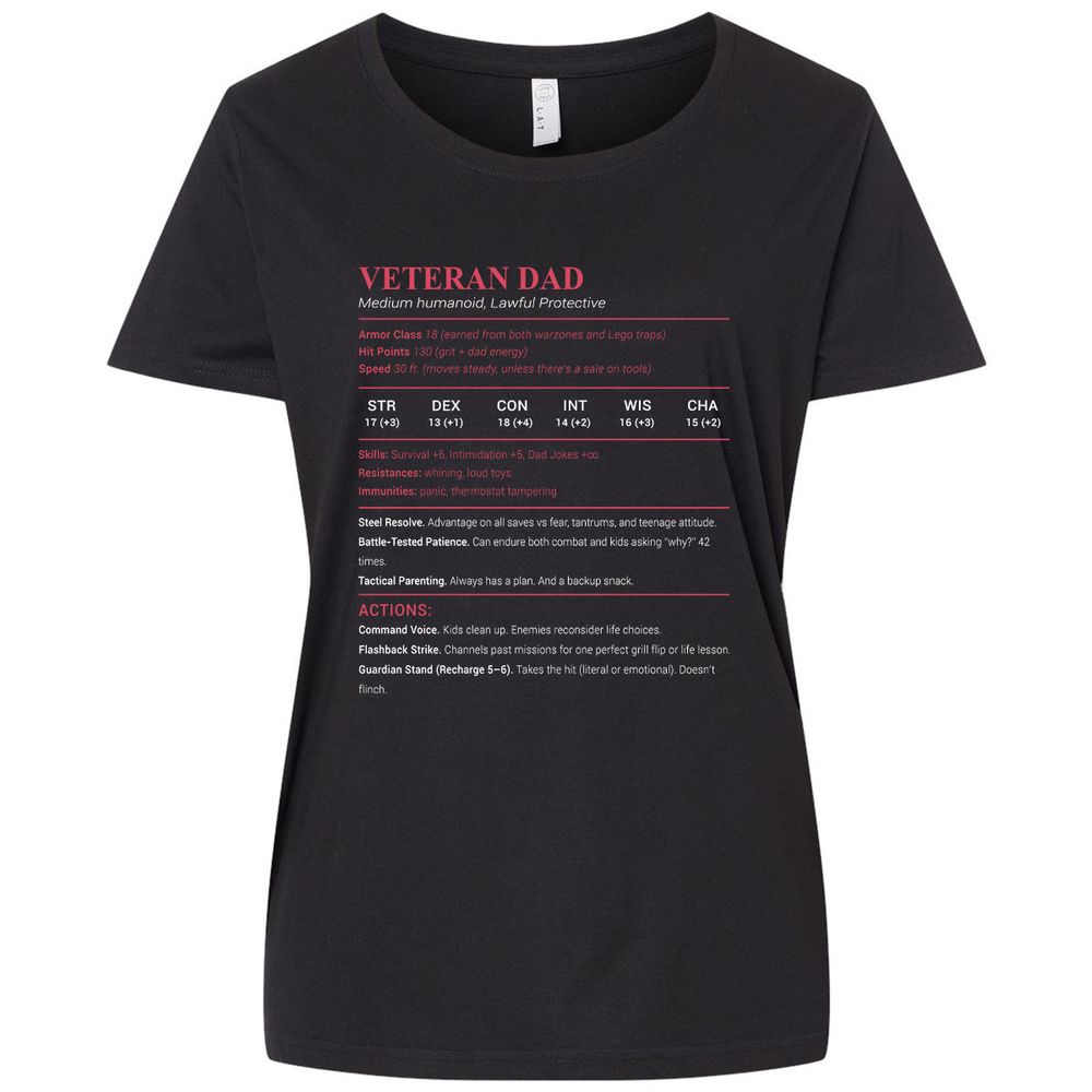 Veteran Dad Ladies Curvy Jersey - Blended Black - 1