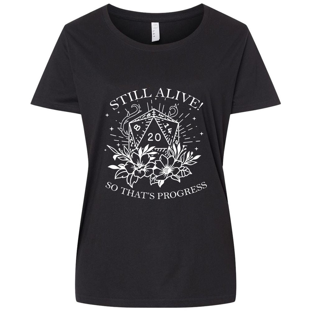 2710 Still Alive! So That’s Progress Ladies Curvy Jersey - Blended Black - 1