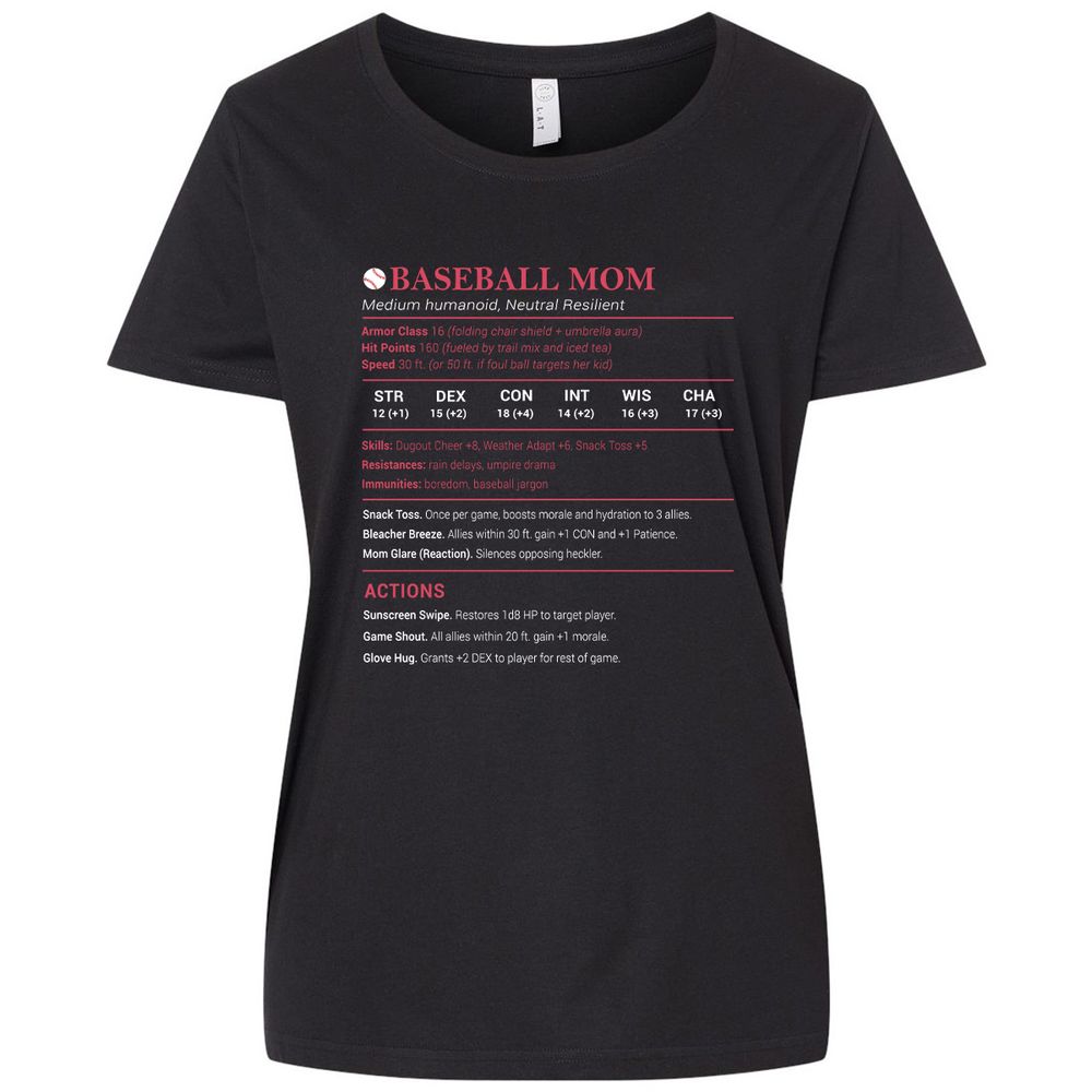 Baseball Mom Ladies Curvy Jersey - Blended Black - 1