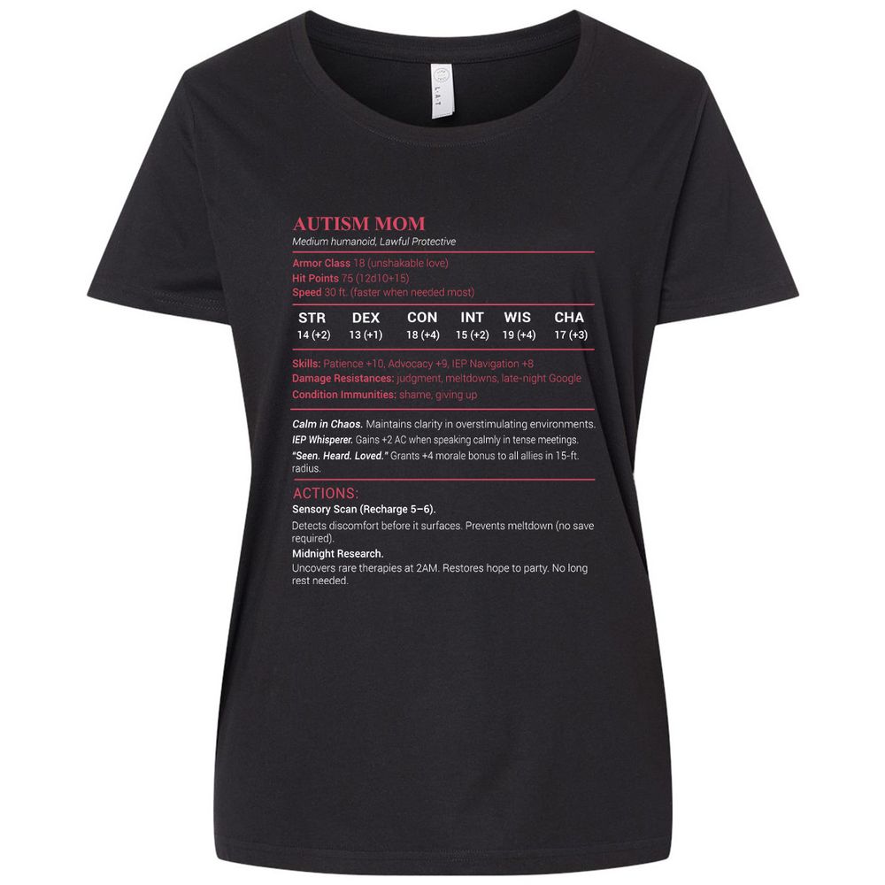 Autism Mom Stats Ladies Curvy Jersey - Blended Black - 1