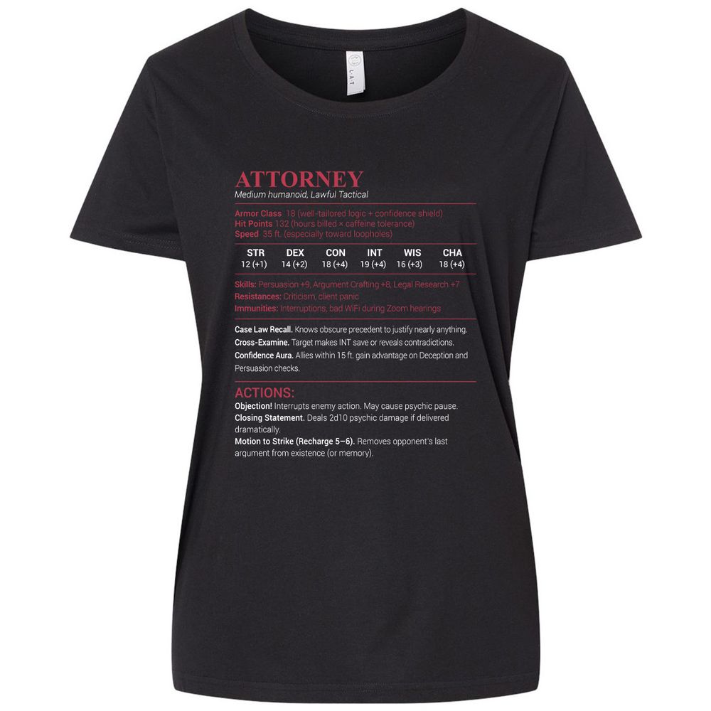 Attorney Stats Ladies Curvy Jersey - Blended Black - 1