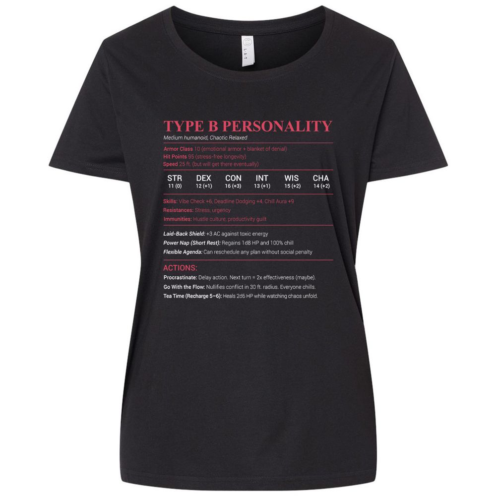 Type B Stats Ladies Curvy Jersey - Blended Black - 1