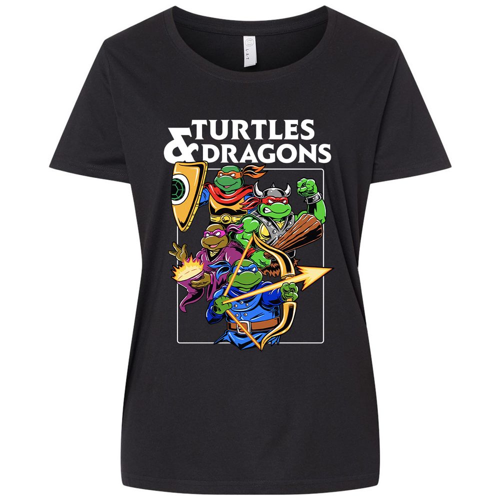 Turtles & Dragons Ladies Curvy Jersey - Blended Black - 1