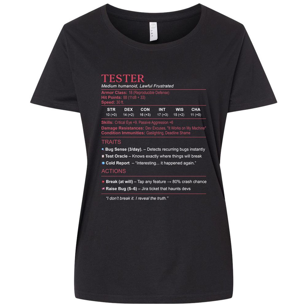 Tester Stats Ladies Curvy Jersey - Blended Black - 1