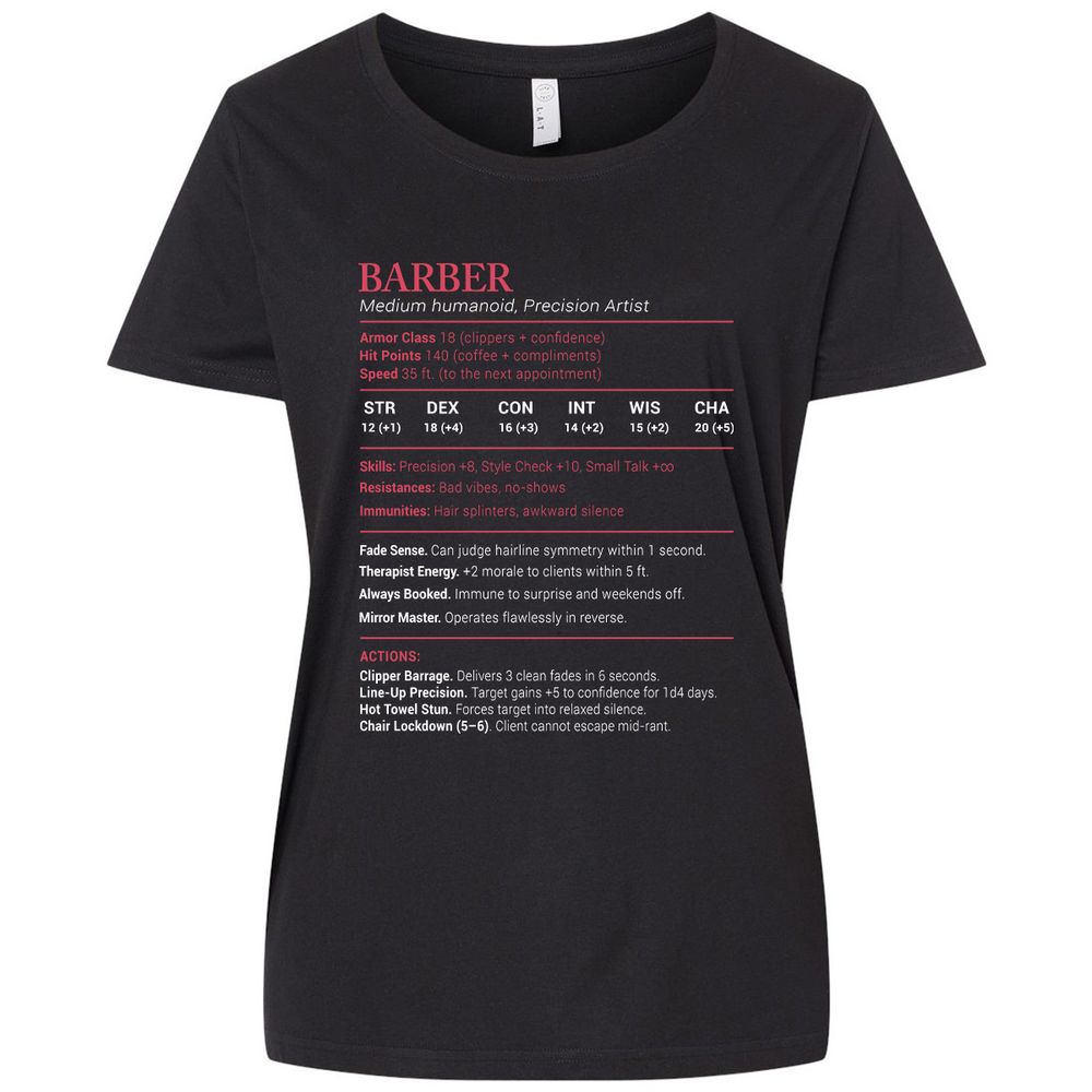 Barber Stats Ladies Curvy Jersey - Blended Black - 1