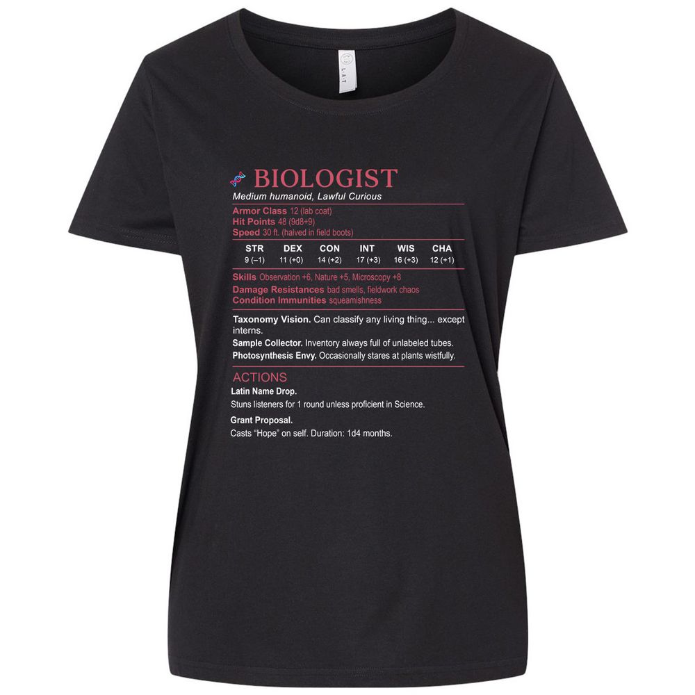Biologist Stats Ladies Curvy Jersey - Blended Black - 1