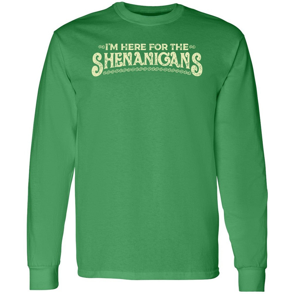 Here For The Shenanigans Long Sleeve T-Shirt - Irish Green - 1