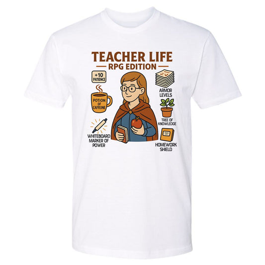 Teacher Life RPG Edition Premium Unisex T-Shirt - White - 1