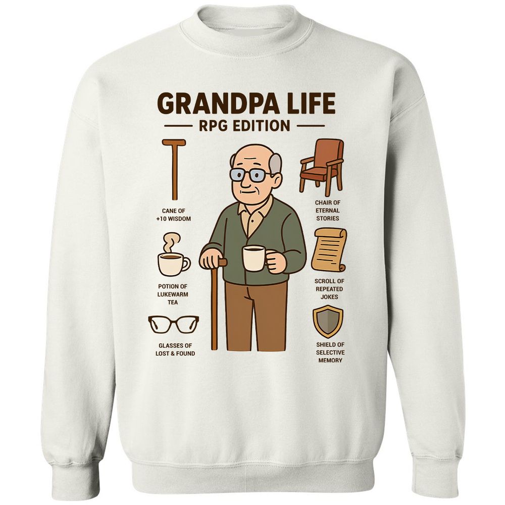 Grandpa Life RPG Edition Classic Unisex Sweatshirt - White - 1