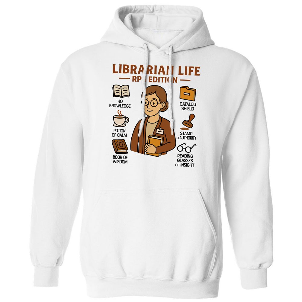 Librarian Life RPG Edition Classic Unisex Hoodie - White - 1
