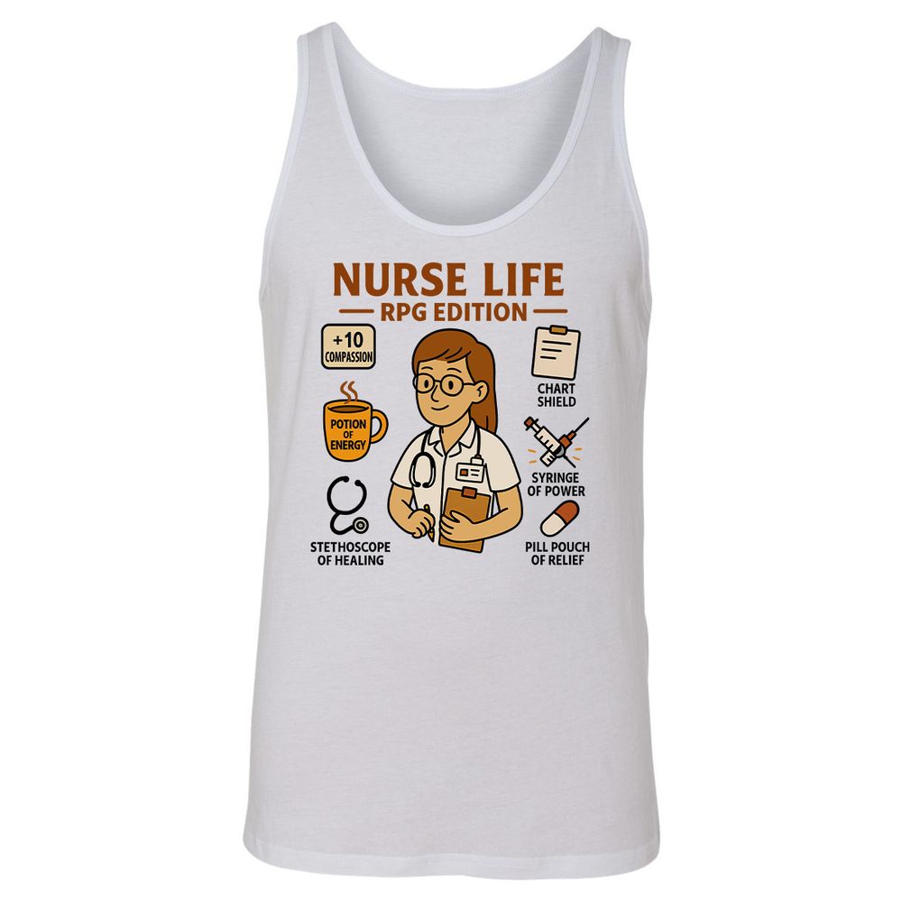 Nurse Life RPG Edition Unisex Jersey Tank - White - 1