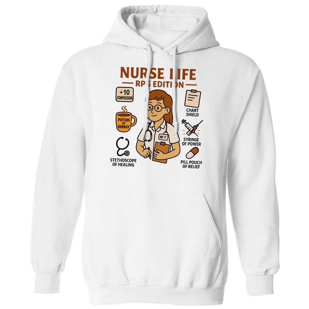 Nurse Life RPG Edition Classic Unisex Hoodie - White - 1