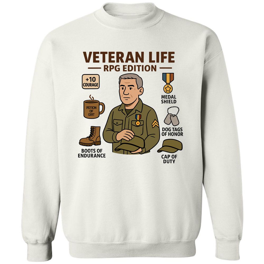 Veteran Life RPG Edition Classic Unisex Sweatshirt - White - 1