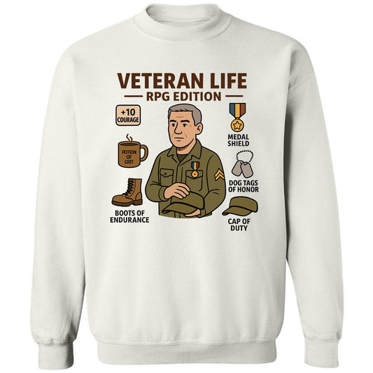 Veteran Life RPG Edition Classic Unisex Sweatshirt - White - 1