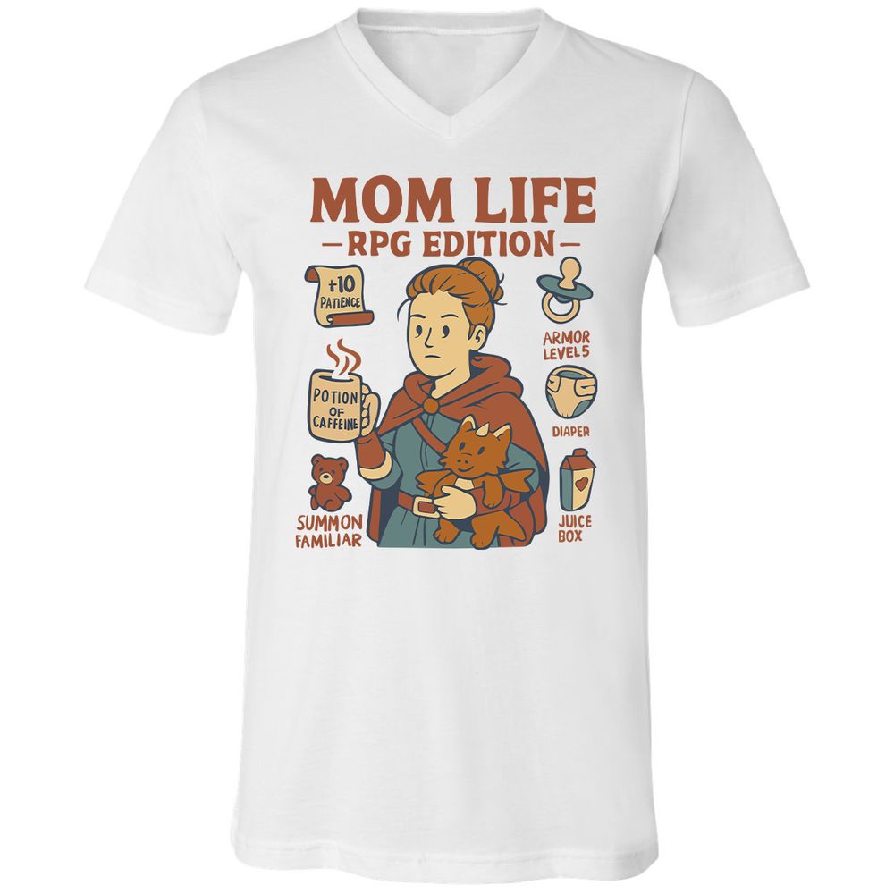 Mom Life RPG Edition Unisex V-Neck T-Shirt - White - 1