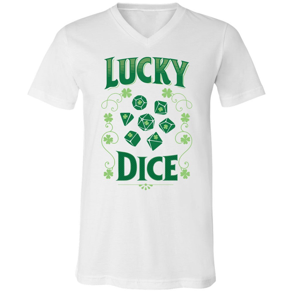 Lucky Dice Unisex V-Neck T-Shirt - White - 1