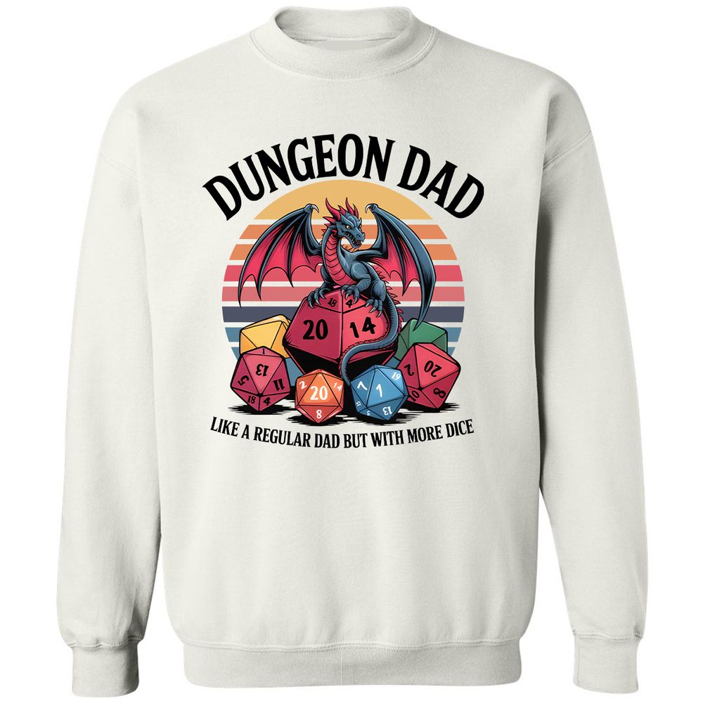 Dungeon Dad With More Dice Classic Unisex Sweatshirt - White - 1