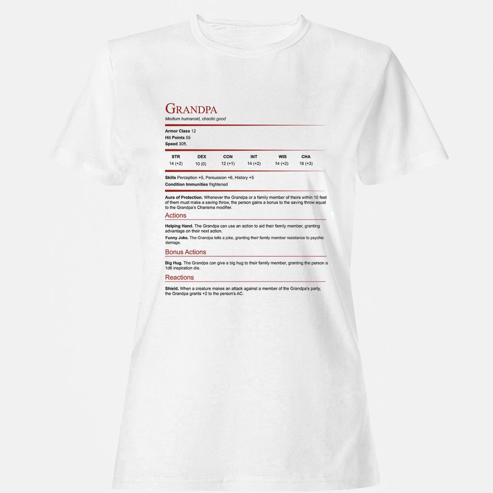 Grandpa Stat Block Women's T-Shirt - White - 1