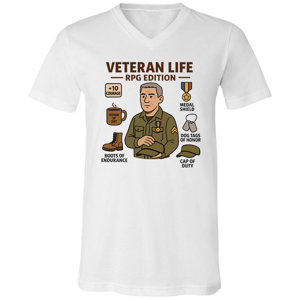 Veteran Life RPG Edition Unisex V-Neck T-Shirt - White - 1