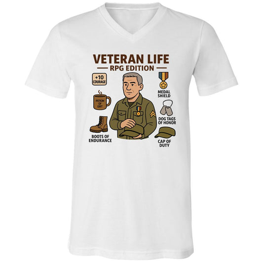Veteran Life RPG Edition Unisex V-Neck T-Shirt - White - 1