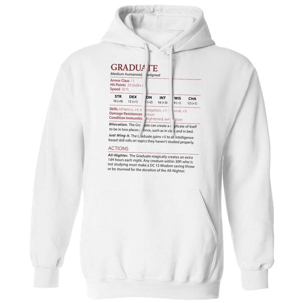 Graduate Stats Classic Unisex Hoodie - White - 1