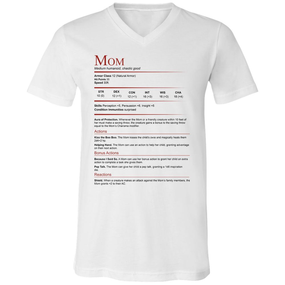 Mom Stats Unisex V-Neck T-Shirt - White - 1