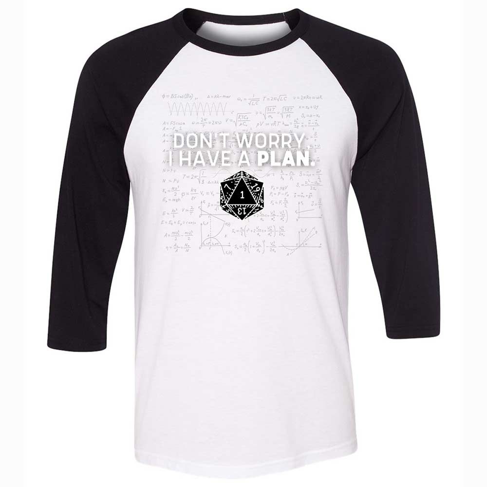 Dont Worry I Have A Plan Unisex 3/4 Baseball Tee - White/Black - 1
