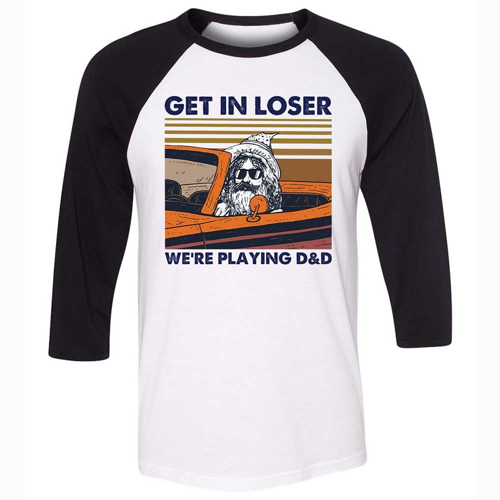 Get in Loser Unisex 3/4 Baseball Tee - White/Black - 1