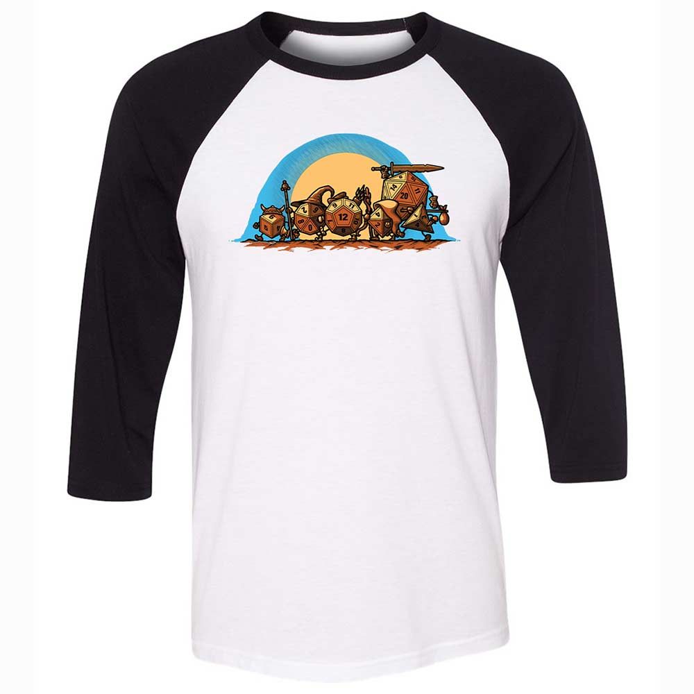 The Fellowship Of The Dice Unisex 3/4 Baseball Tee - White/Black - 1