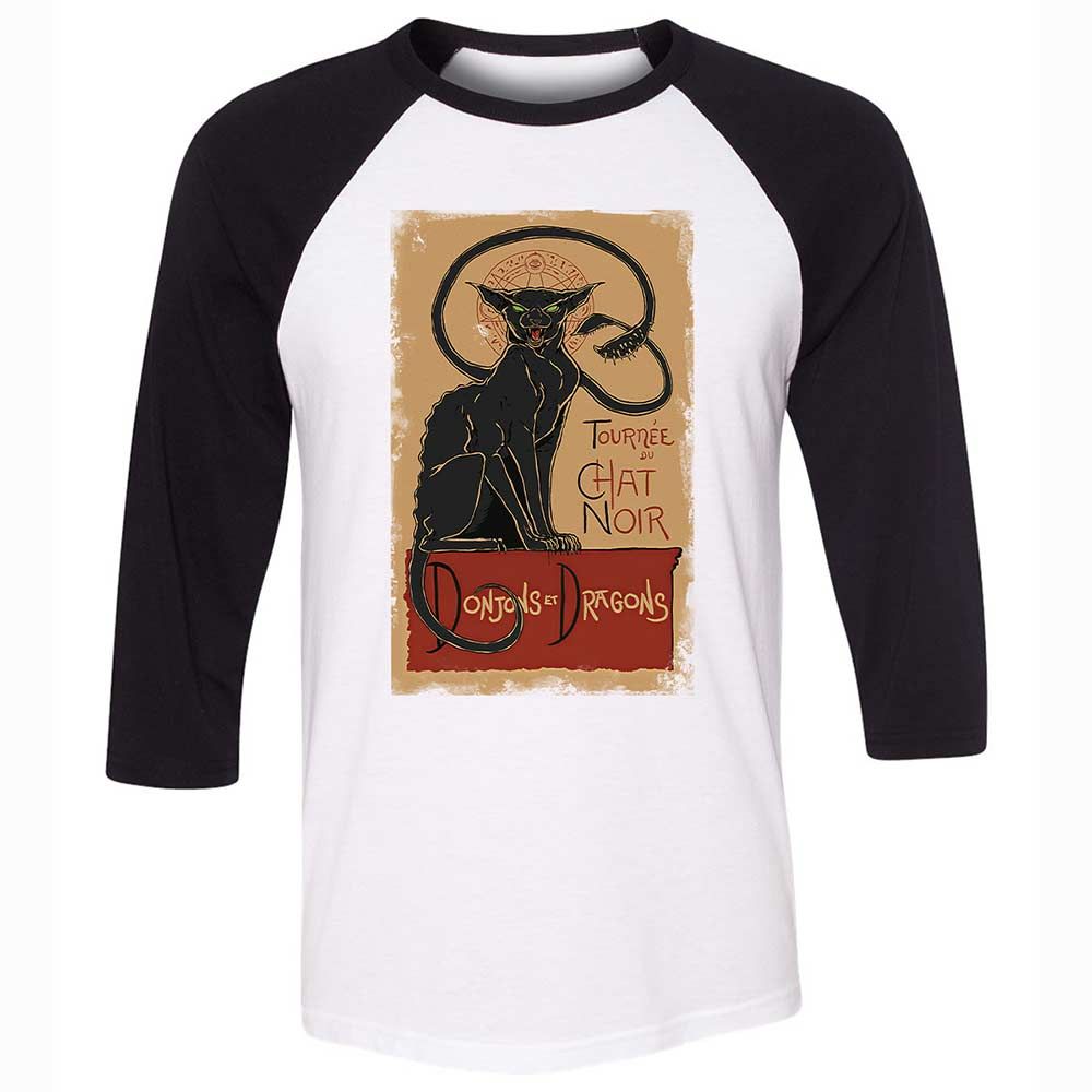 Tournee Du Chat Noir Unisex 3/4 Baseball Tee - White/Black - 1