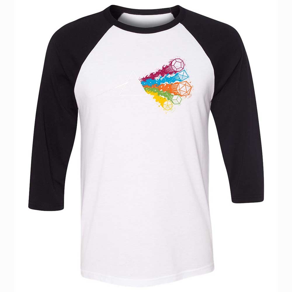 Dark Side Of The Dices Unisex 3/4 Baseball Tee - White/Black - 1