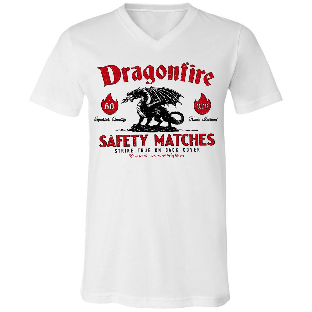 Dragonfire Unisex V-Neck T-Shirt - White - 1