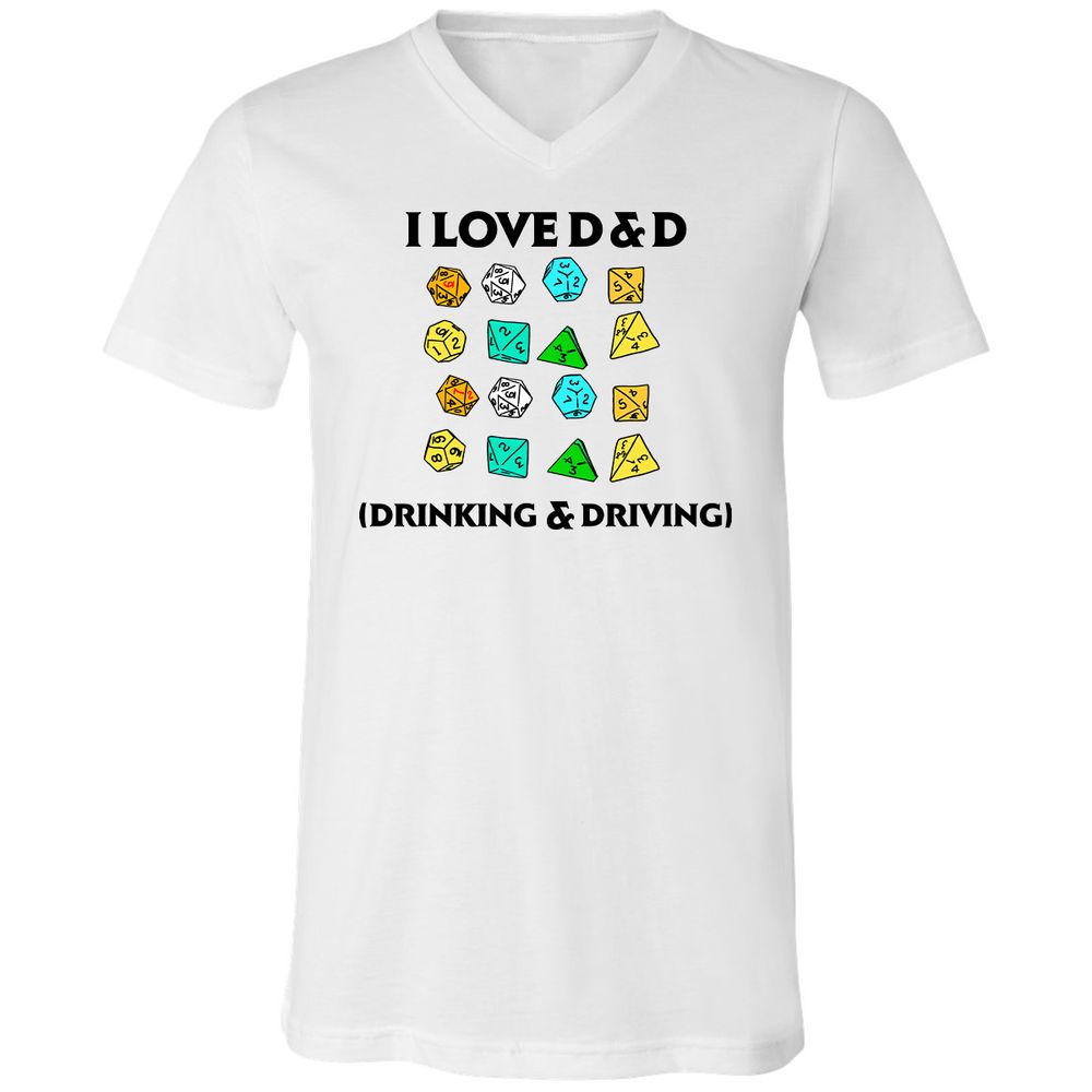 Drinking & Driving Unisex V-Neck T-Shirt - White - 1