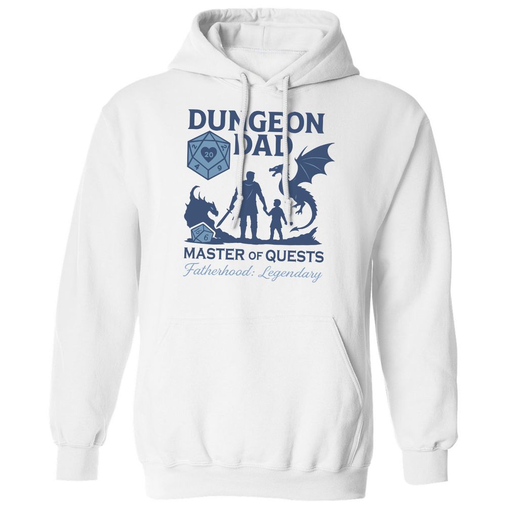 Dungeon Dad Master Of Quests Classic Unisex Hoodie - White - 1