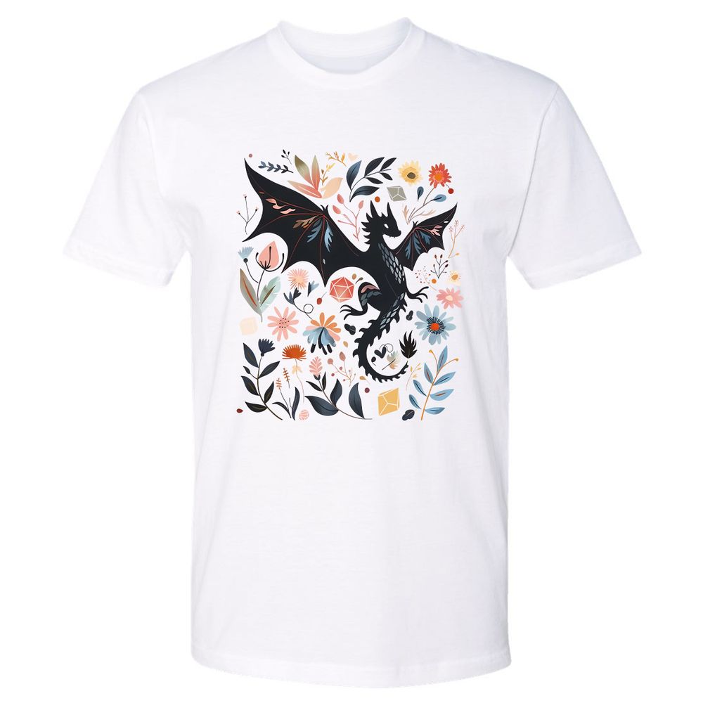 Floral DnD Dragon - White - 1