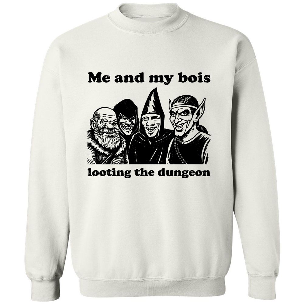 Me and my bois looting the dungeon Classic Unisex Sweatshirt - White - 1
