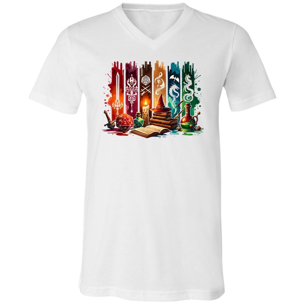 DnD Classes Unisex V-Neck T-Shirt - White - 1