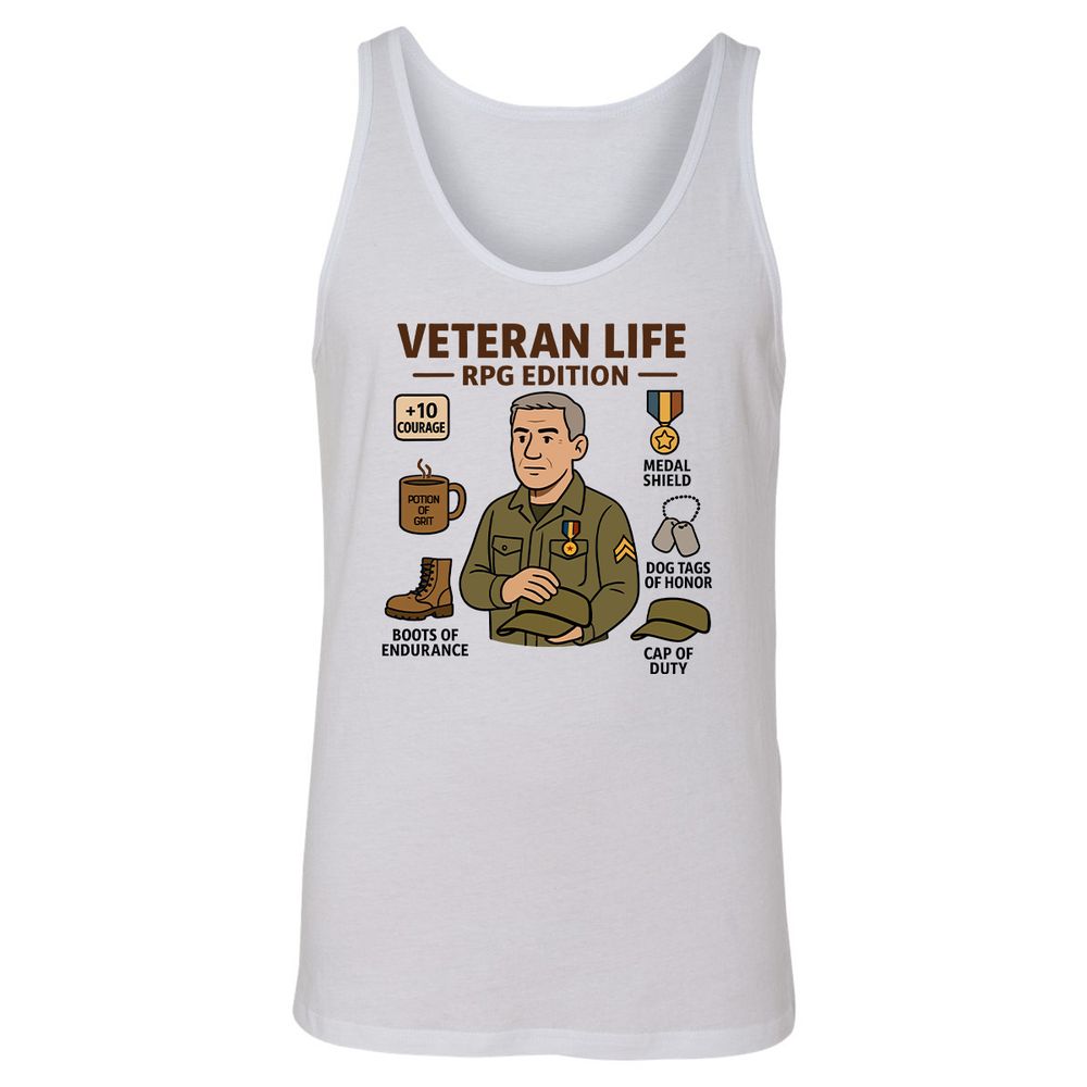 Veteran Life RPG Edition Unisex Jersey Tank - White - 1