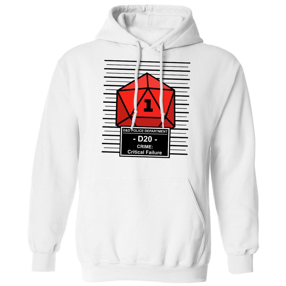 D20 Arrested For Critical Failure Classic Unisex Hoodie - White - 1
