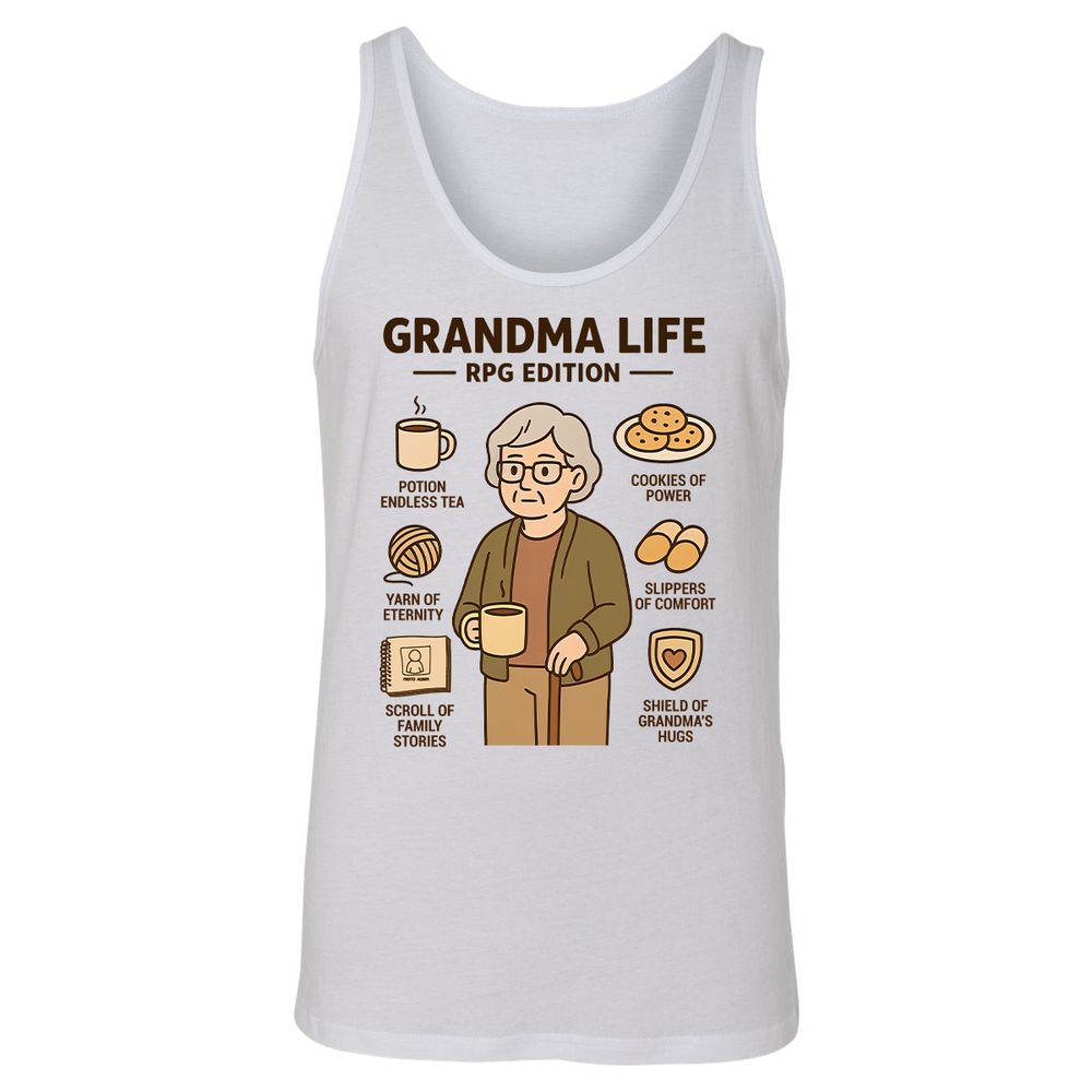 Grandma Life RPG Edition Unisex Jersey Tank - White - 1