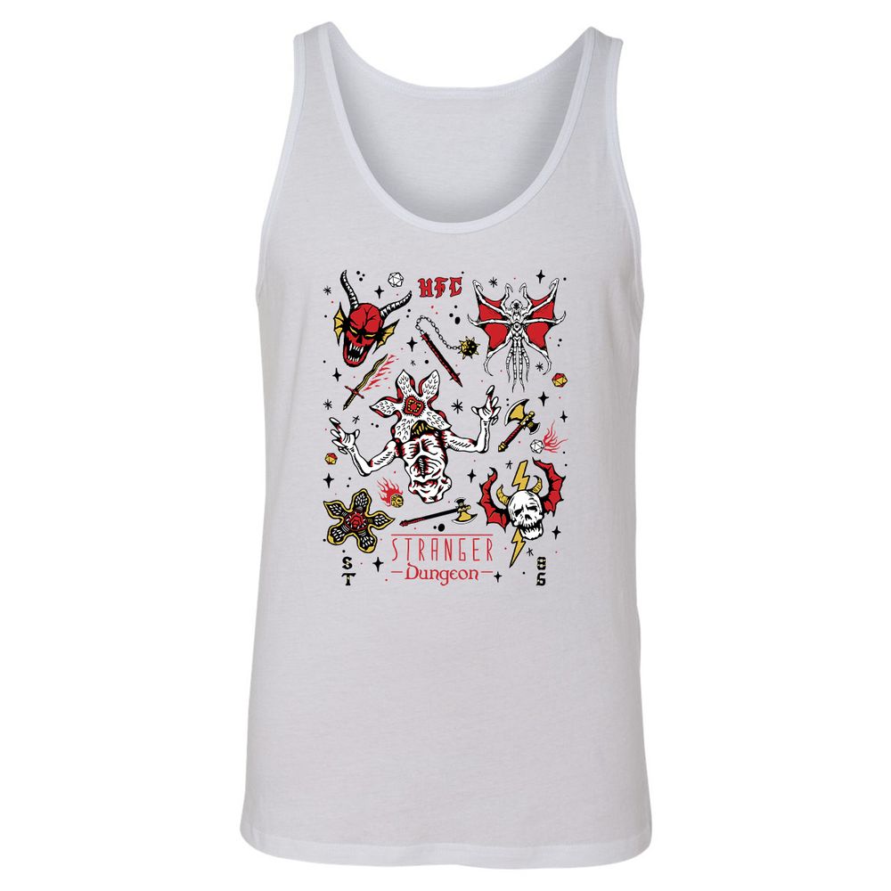 STRANGER DUNGEON Unisex Jersey Tank - White - 1