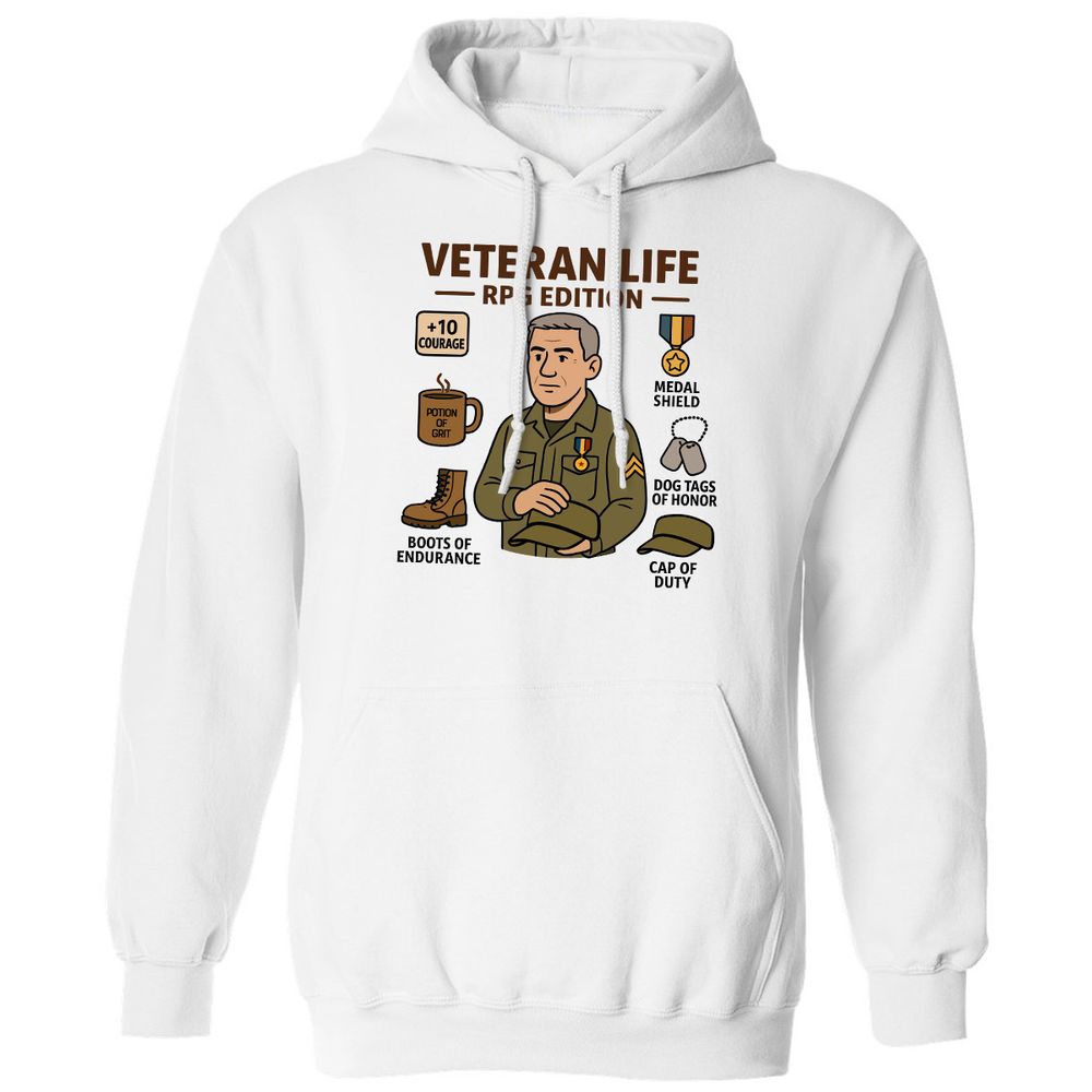 Veteran Life RPG Edition Classic Unisex Hoodie - White - 1