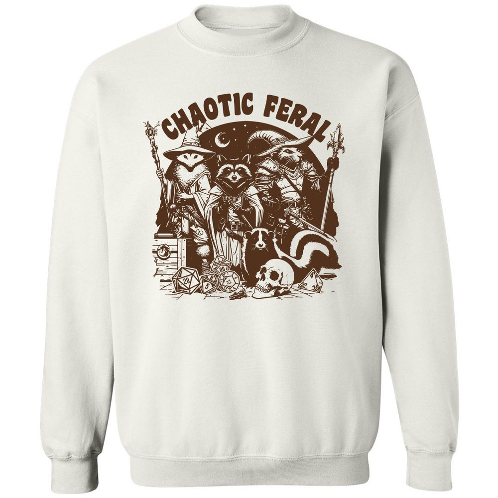 Raccoon Chaotic Feral Classic Unisex Sweatshirt - White - 1