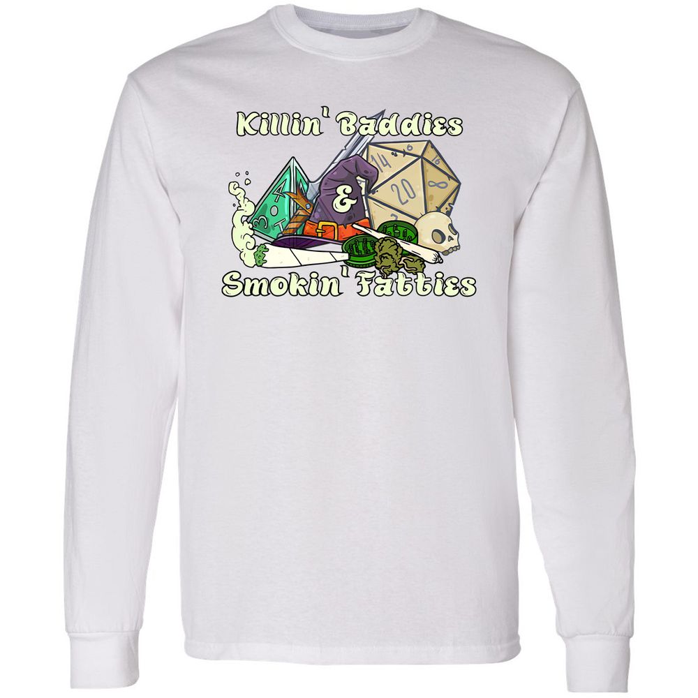 Killin' Baddies Smokin' Fatties Long Sleeve T-Shirt - White - 1
